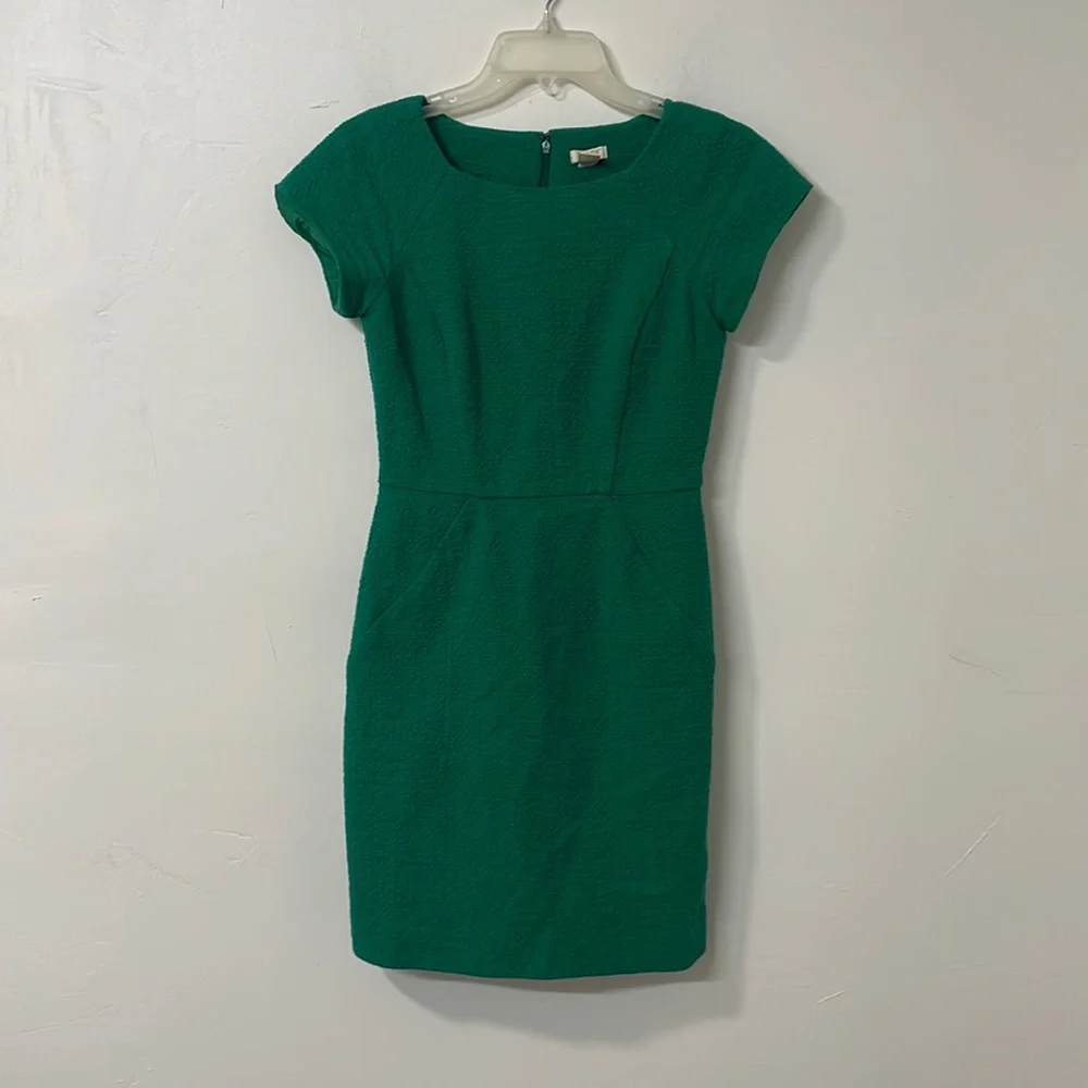 J. Crew Emerald Green Cap-Sleeve Sheath Dress
